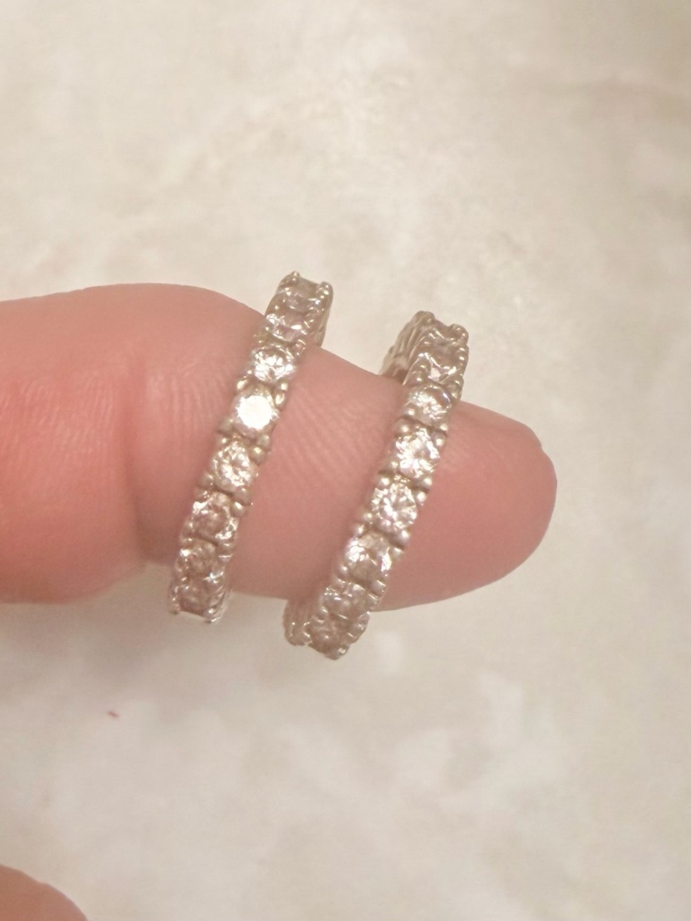 14kGP & Sterling Silver White Sapphire Endless Hoop Earrings